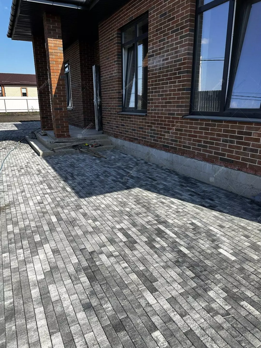 Тротуарная плитка Паркетик 180х60 №15 "Антрацит", фактура гладкий, гранитная, мрамор, высота 40 мм-15