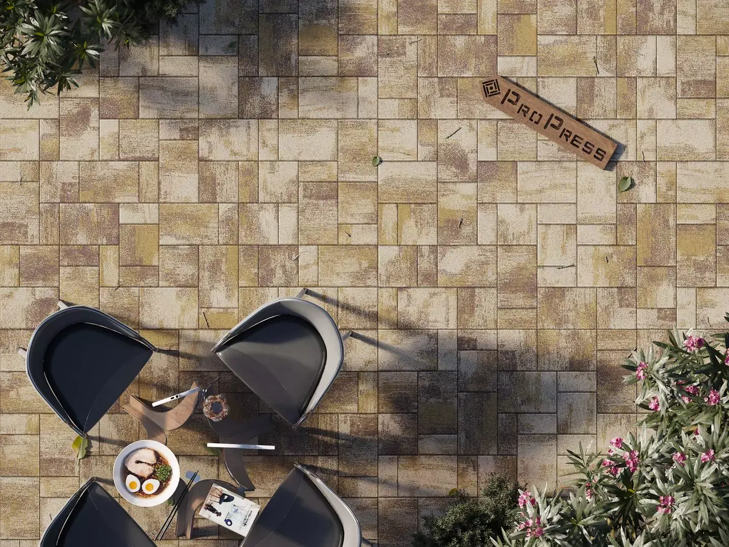 Тротуарная плитка Ландхаус №4 "Степь", фактура гладкий, гранитная, мрамор, высота 40 мм, 60 мм-1